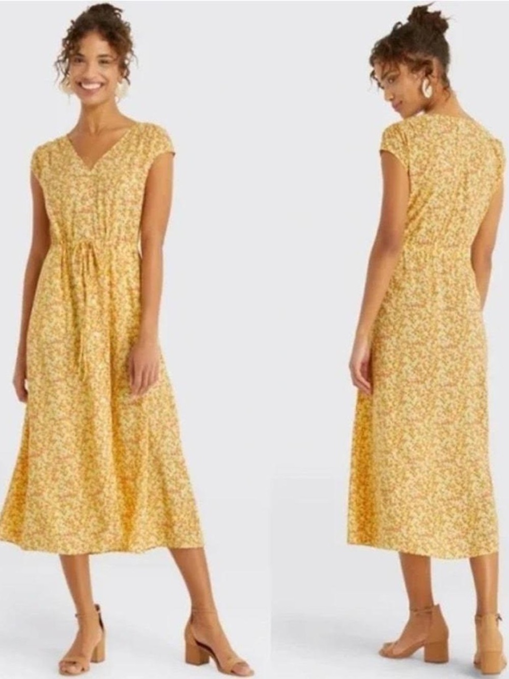 Draper James Yellow Floral Midi Dress